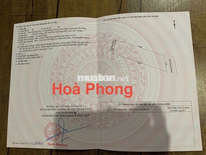 📌📌📌Làm việc trực tiếp giá tốt !!! Bán đất thổ cư Hòa Nhơn Hòa Vang