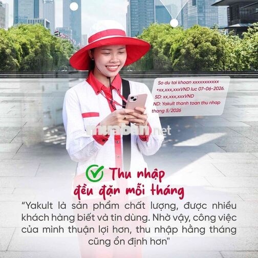 Tuyển Dụng bán sữa Yakult Kv Vũng Tàu