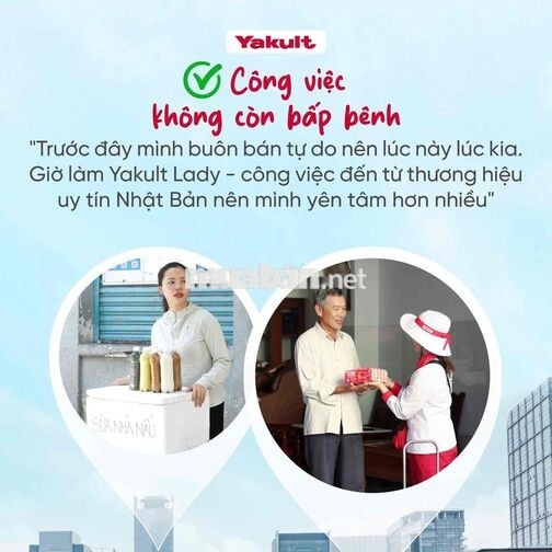 Tuyển Dụng bán sữa Yakult Kv Vũng Tàu