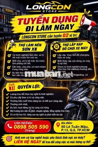 [LÀM NGAY] 2 THỢ SƠN XE, LẮP RÁP XE QUẬN 6