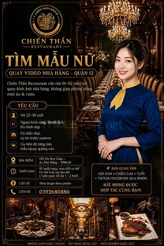 🔥 CHIẾN THẦN RESTAURANT – TUYỂN DỤNG NHIỀU VỊ TRÍ CÔNG VIỆC