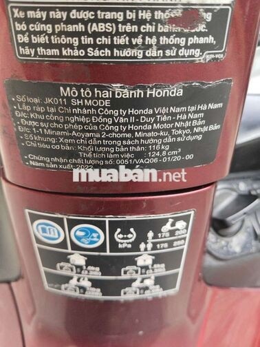 Honda SH Mode 2022 ABS Đỏ đen bst