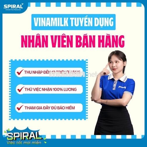 ĐẮK LAK-VINAMILK TUYỂN NHÂN VIÊN BÁN HÀNG TẠI CH
