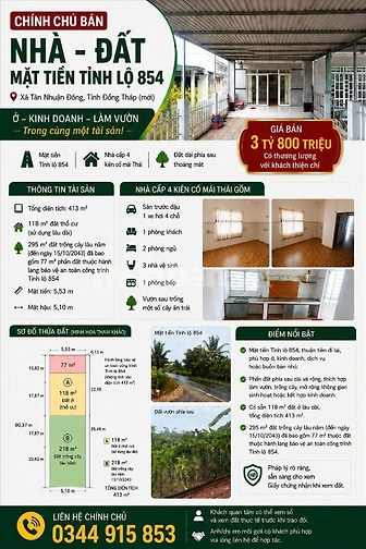 BÁN NHÀ - ĐẤT MẶT TIỀN TỈNH LỘ 854
