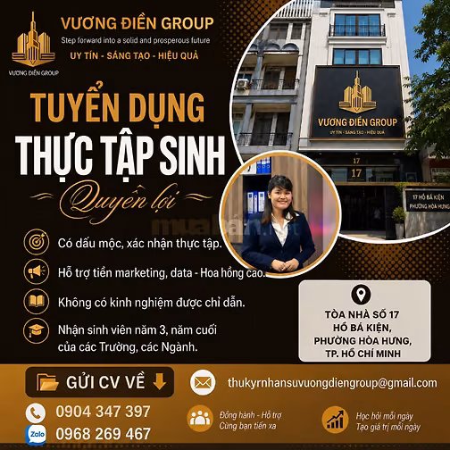 VƯƠNG ĐIỀN GROUP TUYỂN THỰC TẬP SINH