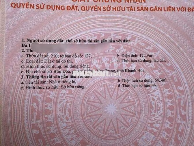 Bán Nhà Mặt Tiền Bữu Đoá Phước Long Hướng Đông Nam Đường 18m Ngang 6,5