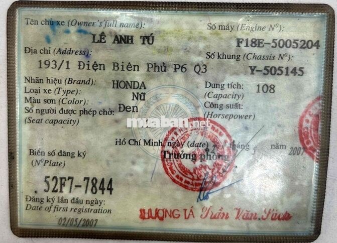 Honda Airblade 110 2007 Lên Áo Thái Bstp Zin Êm.