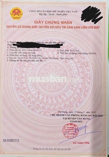 Bán 5.214m² đất mặt tiền Đê bao Gò Lớn, giáp Rạch Cá Sách, có sổ