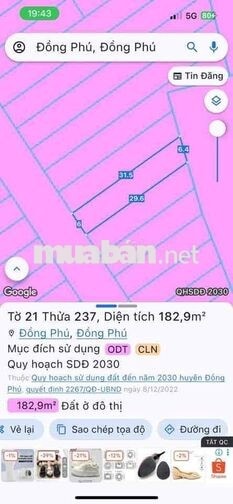 Đất SHR 182,9m2 Gần Trung Tâm Hành chính Công Đồng Phú