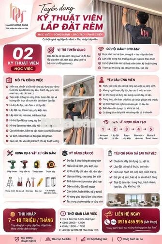 [KHÔNG CẦN KN, FREE ĐÀO TẠO] 02 KỸ THUẬT VIÊN LẮP