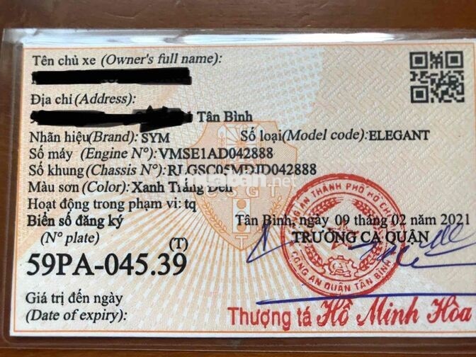 Xe SYM Elegant 50 Xanh Trắng. Chính chủ. BS TP HCM