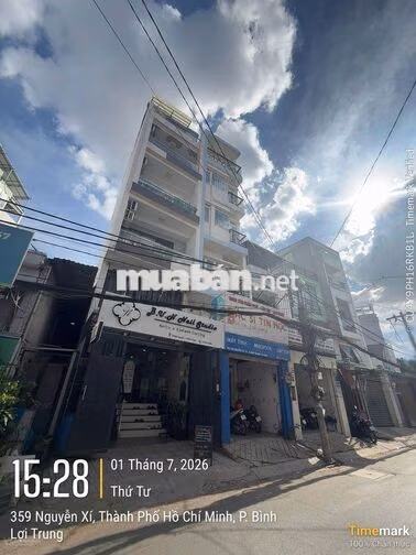 Chủ Kẹt Bán Mặt Tiền CHDV 6 tầng thang máy 359D Nguyễn Xí HĐT 50Tr/Th