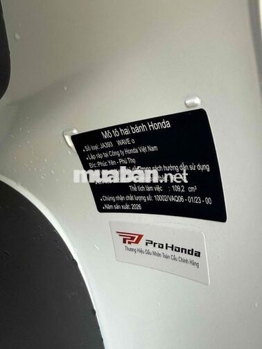 Honda Wave A 2026 Trắng 800 km