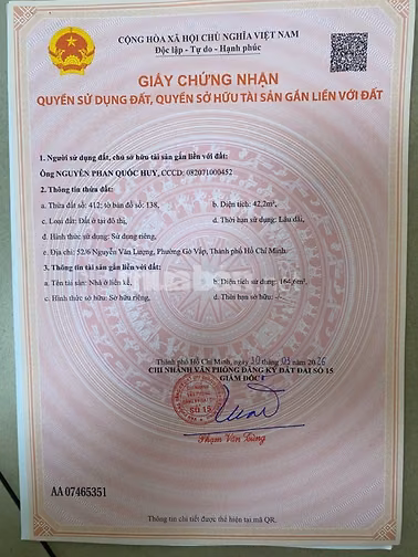 Nhà khu VIP trung tâm Gò Vấp, HXH 1 trục 20m