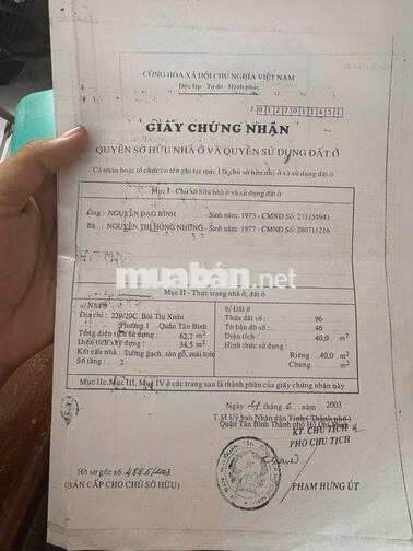 bán nhà bùi thị xuân p1 tân bình