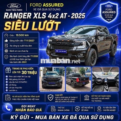 Ford Ranger XLS 2025 4x2 AT Đen 19.545 km