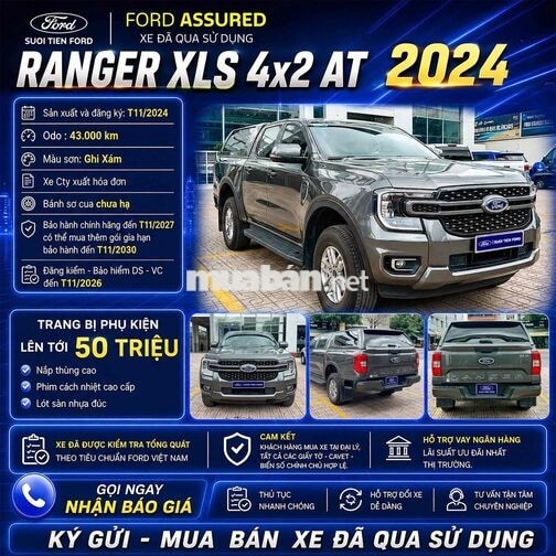 Ford Ranger XLS 4x2 AT 2024 Ghi Xám 43.000 km