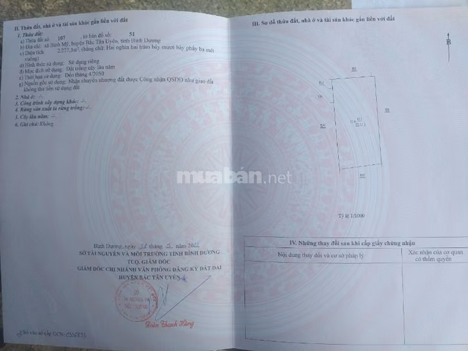 Cần bán 2 lô đất  giáp ranh KCN Bắc Tân Uyên 1 (Thaco Trường Hải)