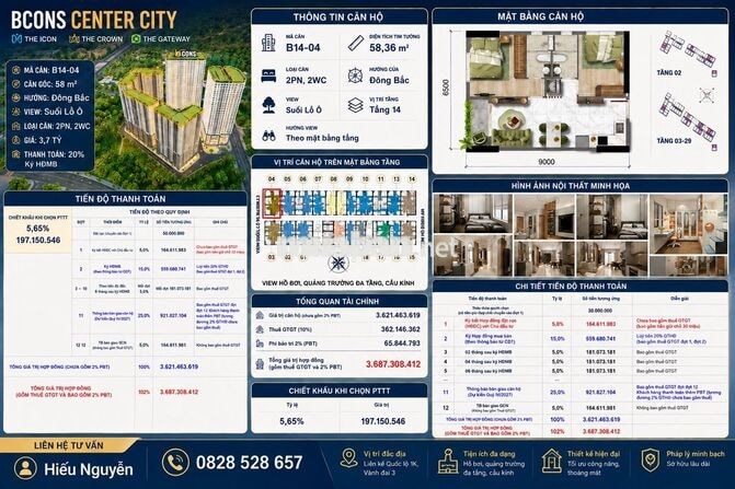 Bcons Center City - Căn gốc siêu đẹp giá chỉ 3,6 tỷ 