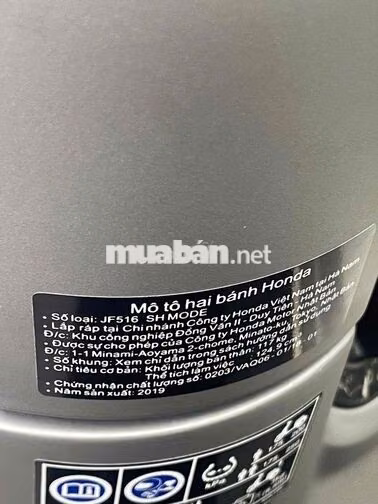 SH Mode 125 2018 Smartkey Xám bạc bstp chính chủ