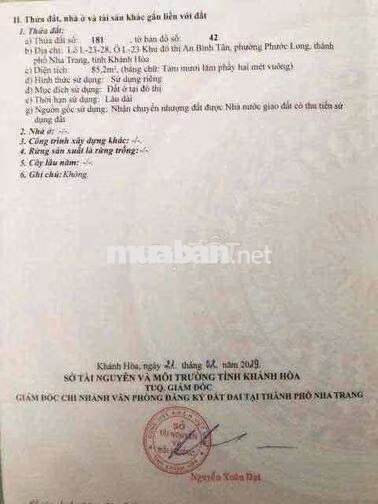 Đất Nền KĐT An  Bình Tân Phước Long  Hướng Đông Nam Sổ Riêng