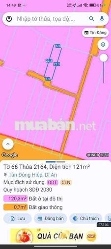 Đất SHR Dt 121m2 tc 105m2 ngay trạm thu phí Bình Thung