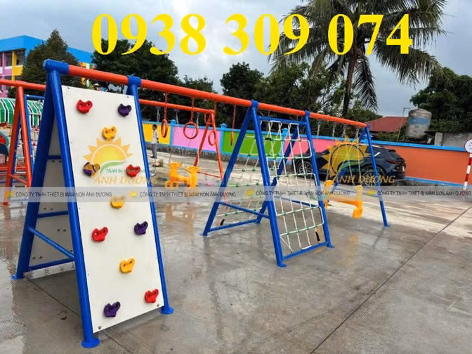 Bộ vận động ngoài trời đa năng kết hợp leo núi và xích đu cho trẻ