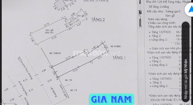 BÁN NHÀ MẶT TIỀN KINH DOANH : 120 HỒ TÙNG MẬU - P. BẾN NGHÉ - Q. 1 