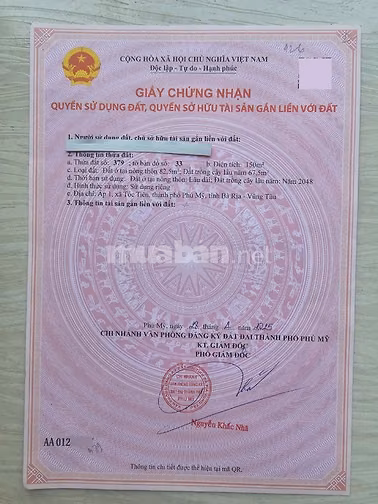 Bán đất Tóc Tiên, Châu Pha, Phú Mỹ 5x30m = 150m2 - 83m2-tc