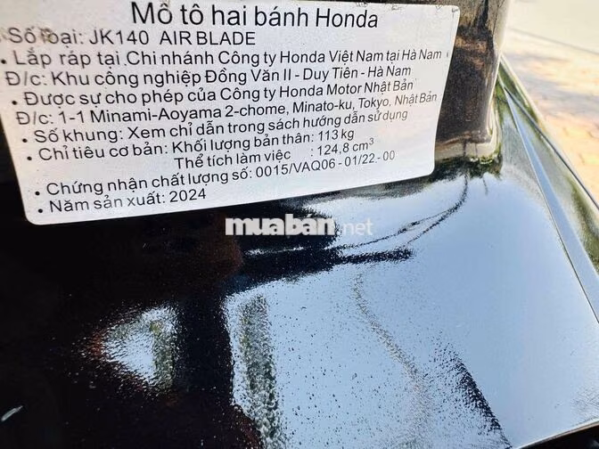 Honda Air Blade 2024 Đen 124.8cc