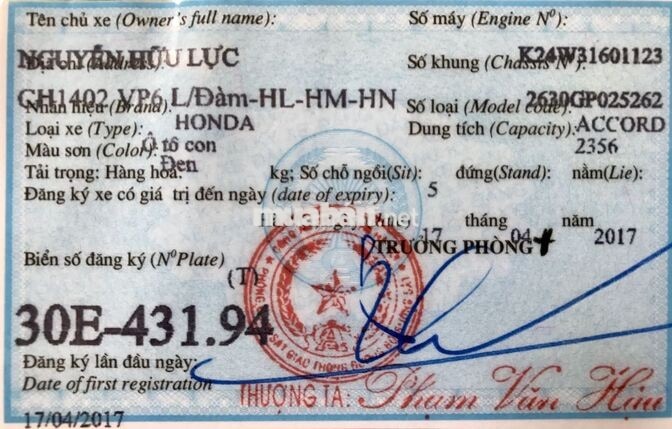 Honda Accord 2.4 2016 Đen 75.800km Thái Lan