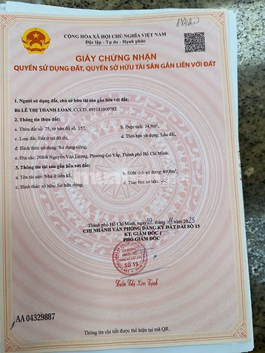 BÁN NHÀ 208/4 NGUYỄN VĂN LƯỢNG 2 TẦNG 6X6,5 NGAY LOTTEMART CHỈ 5,7TỶ
