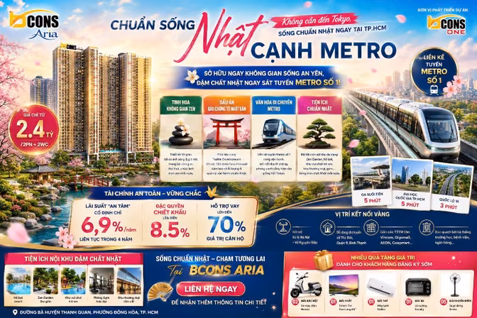𝗕𝗖𝗢𝗡𝗦 𝗔𝗥𝗜𝗔 chỉ từ 2,4 tỷ/ 2Pn 2WC