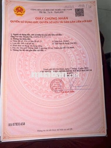 cần bán nhà sổ hồng riêng phường dĩ an bình dương 