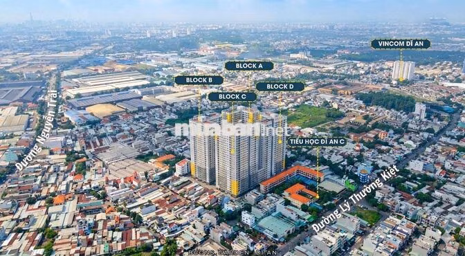 Cho thuê căn góc 2pn,2wc ban công Bcons Garden , tầng đẹp, hướng mát