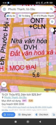 Bán đất thổ cư tại Phước Thạnh, Gò Dầu, Tây Ninh