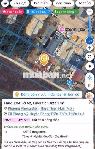 ĐẤT NÊN 423M2, GIÁ TỐT TẠI PHONG ĐIỀN