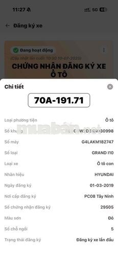 Hyundai Grand i10 Cao cấp 2019 Đỏ 77.000 km