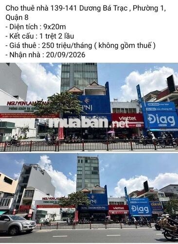 Cho thuê nhà 139-141 Dương Bá Trạc , Phường 1, Quận 8