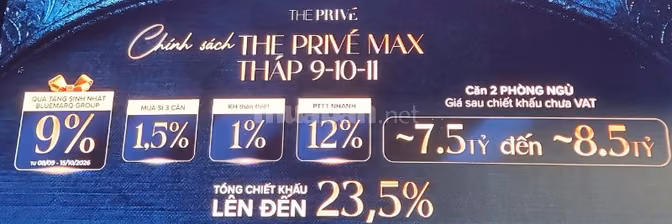 🔥 THE PRIVÉ – CĂN 2PN HƯỚNG ĐÔNG | 71,5M² | GIÁ 9,920 TỶ 🔥
