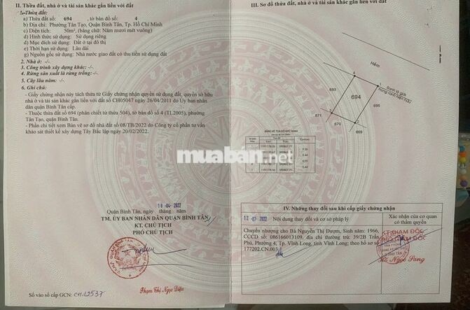 Bán đất chính chủ Tân Tạo Tân Bình