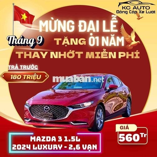 Mazda 3 1.5L Luxury 2024 Tự động 6 cấp Xăng Đỏ
