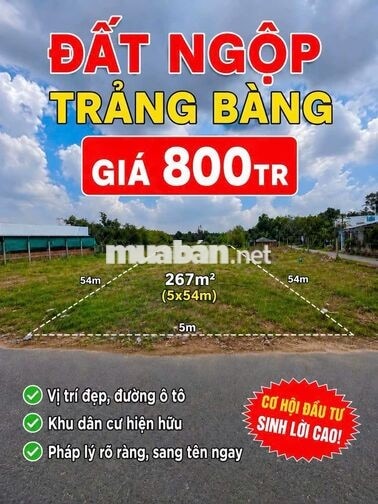 Cần bán 267m² đất 1 sẹc QL 22 gần trung tâm Trảng Bàng giá 800tr, shr
