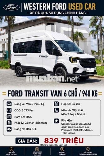 Ford Transit VAN 6 2025 Trắng 3.800km