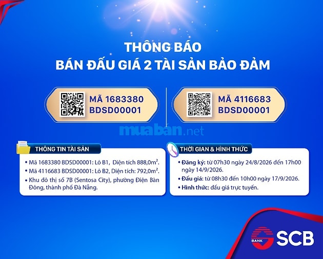 THÔNG BÁO BÁN ĐẤU GIÁ QUYỀN SỬ DỤNG 2 LÔ ĐẤT