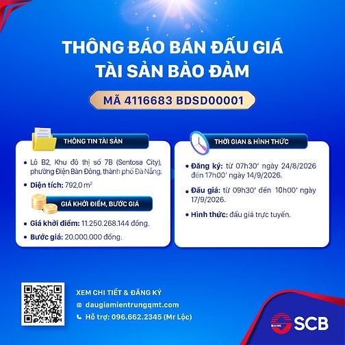 THÔNG BÁO BÁN ĐẤU GIÁ QUYỀN SỬ DỤNG 2 LÔ ĐẤT