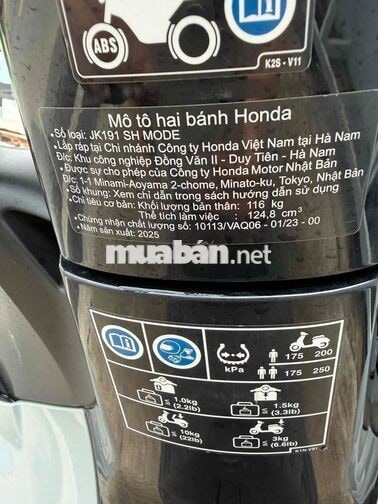 Honda SH Mode 2025 Xám 7094 km