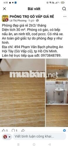 cho thuê phòng trọ giá rẻ 2tr2