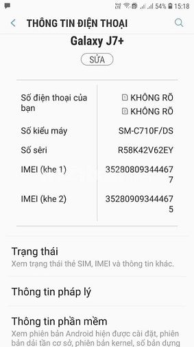 Bán ĐT Galaxy J7+ 4Gb/32Gb giá 500k