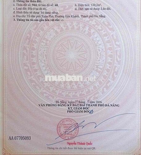 Bán lô đất cách KCN Hoà Khánh 5km, hỗ trợ trả góp"